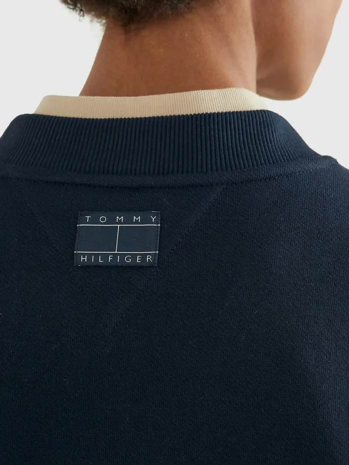 Tommy Hilfiger Prep Crest Organic Cotton Sweatshirt Desert Sky Mens Sweatshirts and Hoodies Sale