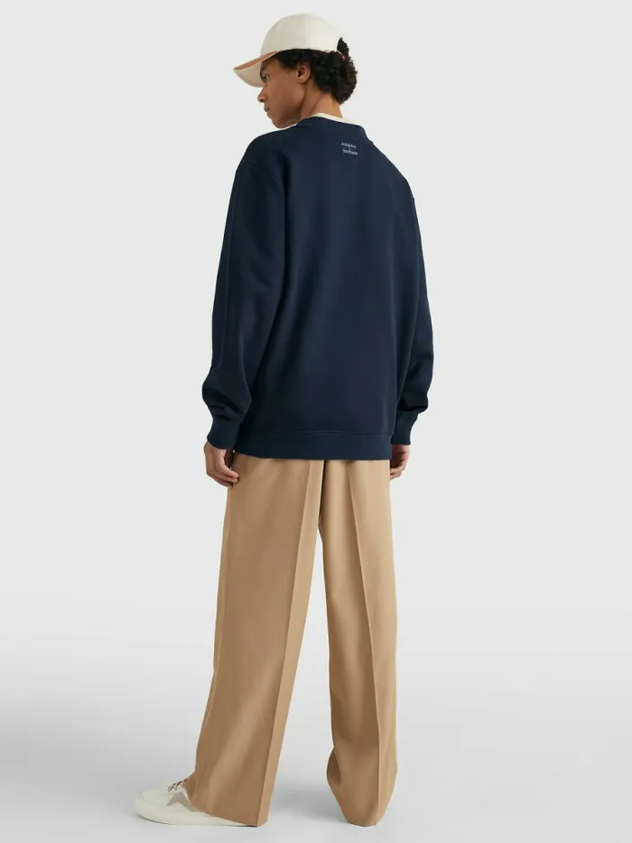 Tommy Hilfiger Prep Crest Organic Cotton Sweatshirt Desert Sky Mens Sweatshirts and Hoodies Sale
