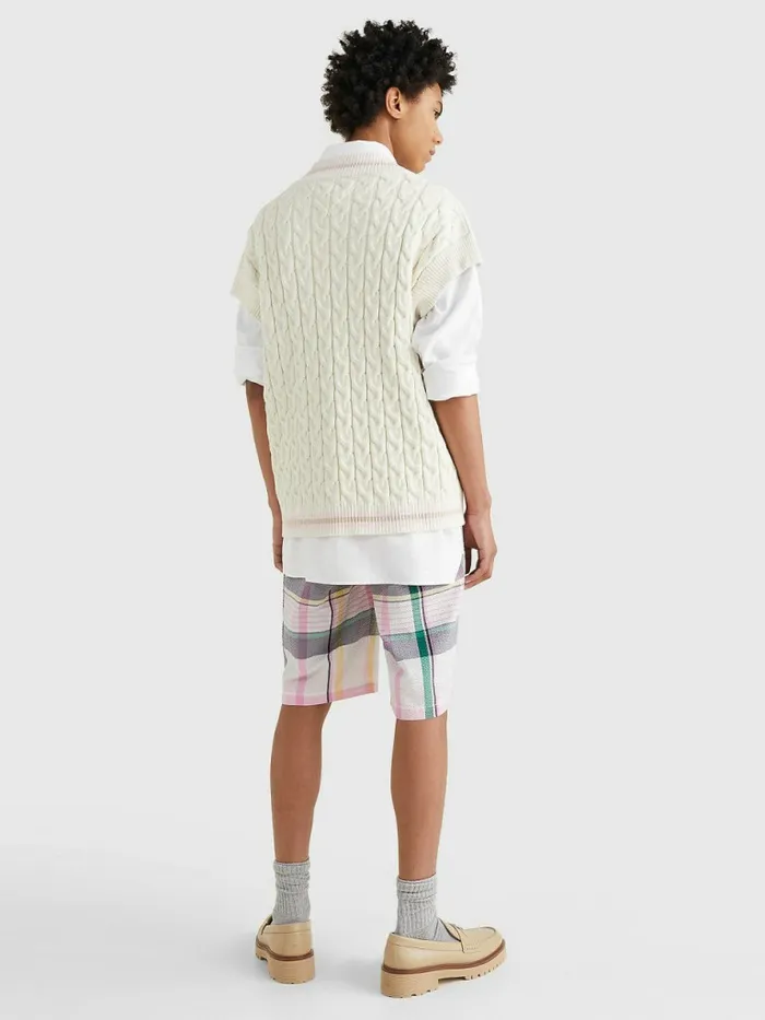 Tommy Hilfiger Prep Crest Short Sleeve Cricket Jumper Ivory Mens Knitwear Gift Ideas