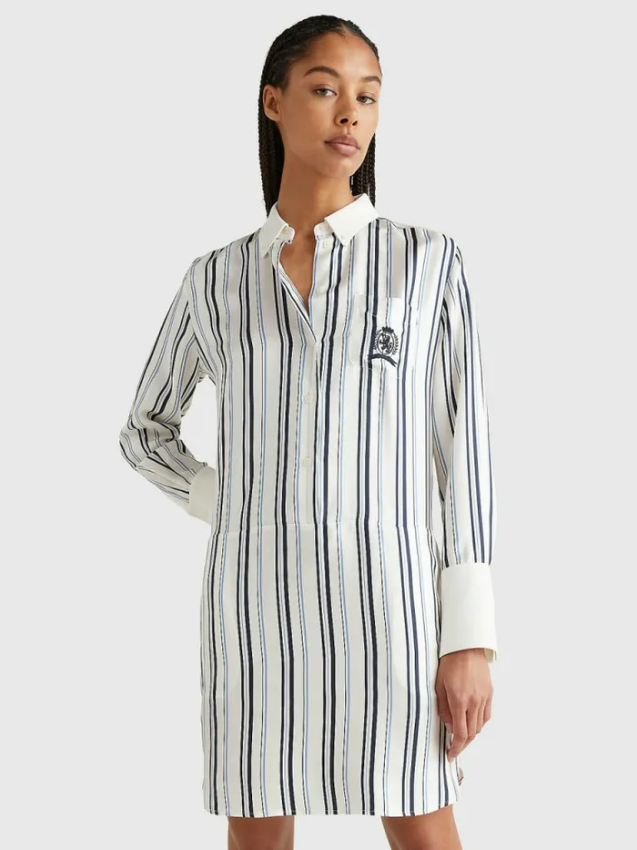 Tommy Hilfiger Prep Crest Silk Stripe Shirt Dress Multi Womens Dresses and Jumpsuits Gift for Friend Tommy Hilfiger Prep Crest Silk Stripe Shirt Dress Multi Womens Dresses and Jumpsuits Gift for Friend