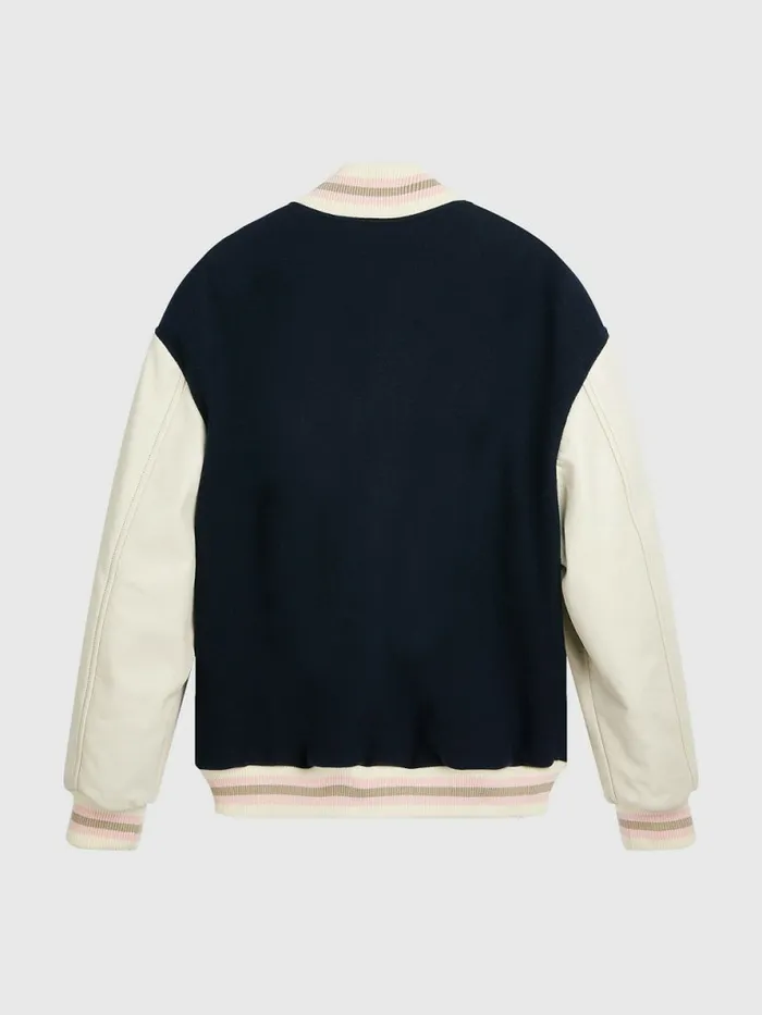 Tommy Hilfiger Prep Crest Varsity Jacket Desert Sky Mens Coats and Jackets Near Me