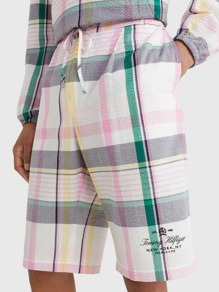 Tommy Hilfiger Prep Madras Ithaca Cotton Seersucker Shorts Light Pastel Pink Mens Tracksuits Popular Tommy Hilfiger Prep Madras Ithaca Cotton Seersucker Shorts Light Pastel Pink Mens Tracksuits Popular