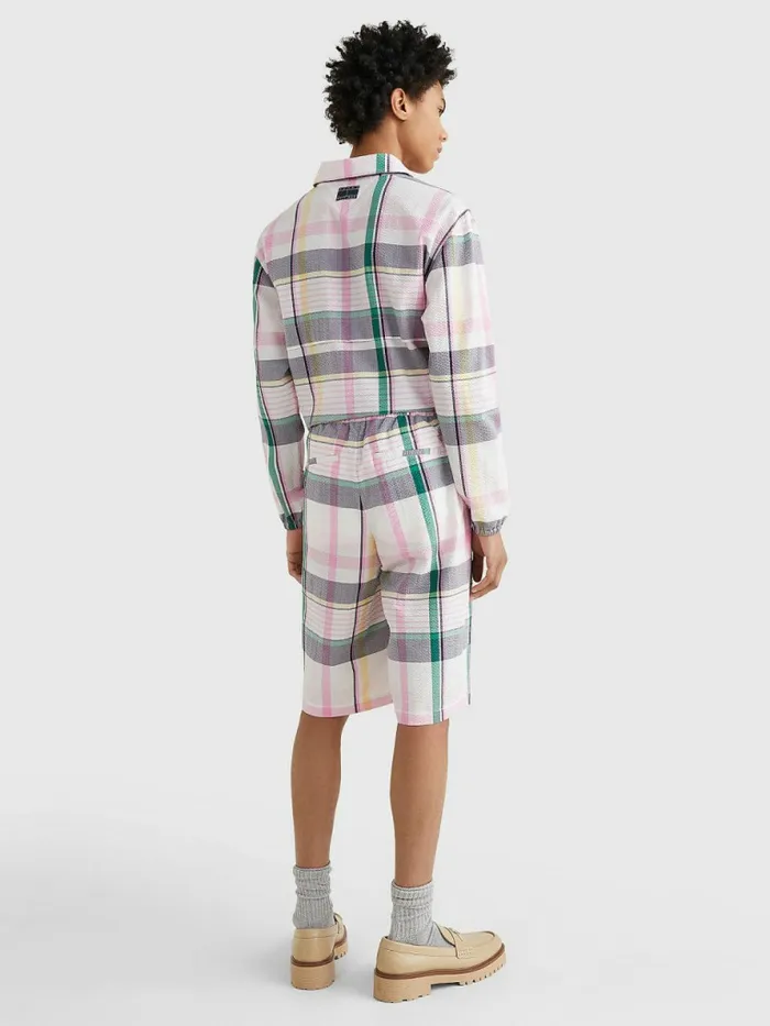 Tommy Hilfiger Prep Madras Ithaca Cotton Seersucker Shorts Light Pastel Pink Mens Tracksuits Popular
