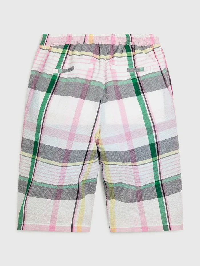 Tommy Hilfiger Prep Madras Ithaca Cotton Seersucker Shorts Light Pastel Pink Mens Tracksuits Popular