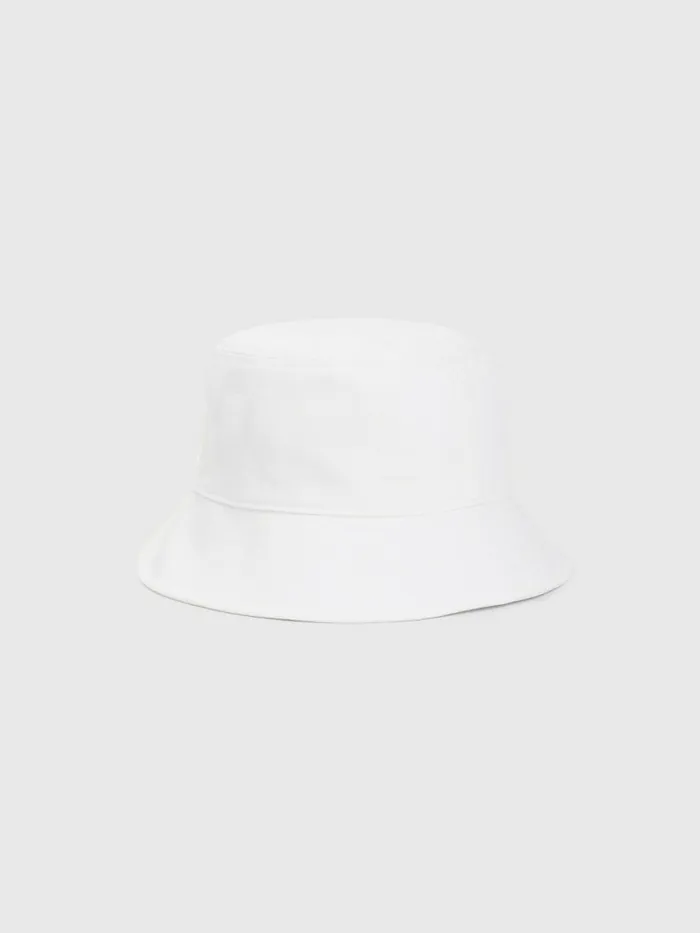Tommy Hilfiger Pure Organic Cotton Logo Bucket Hat White Mens Hats and Scarves Sale