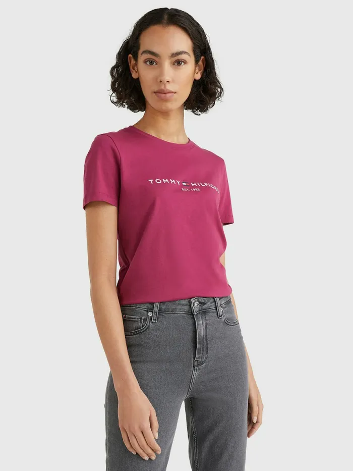 Tommy Hilfiger Pure Organic Cotton Logo TShirt Crimson Ruby Womens TShirts Near Me Tommy Hilfiger Pure Organic Cotton Logo TShirt Crimson Ruby Womens TShirts Near Me