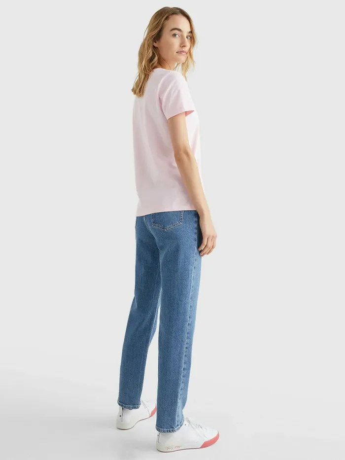 Tommy Hilfiger Pure Organic Cotton Logo TShirt Pastel Pink Womens TShirts Near Me