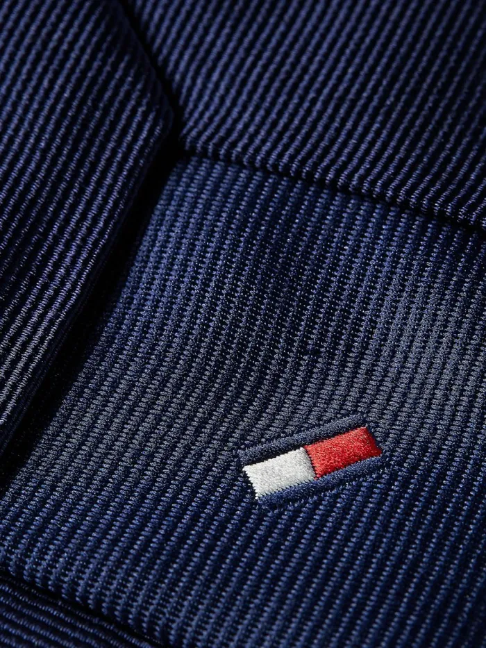 Tommy Hilfiger Pure Silk Ribbed Tie Navy Mens Ties and Pocket Squares