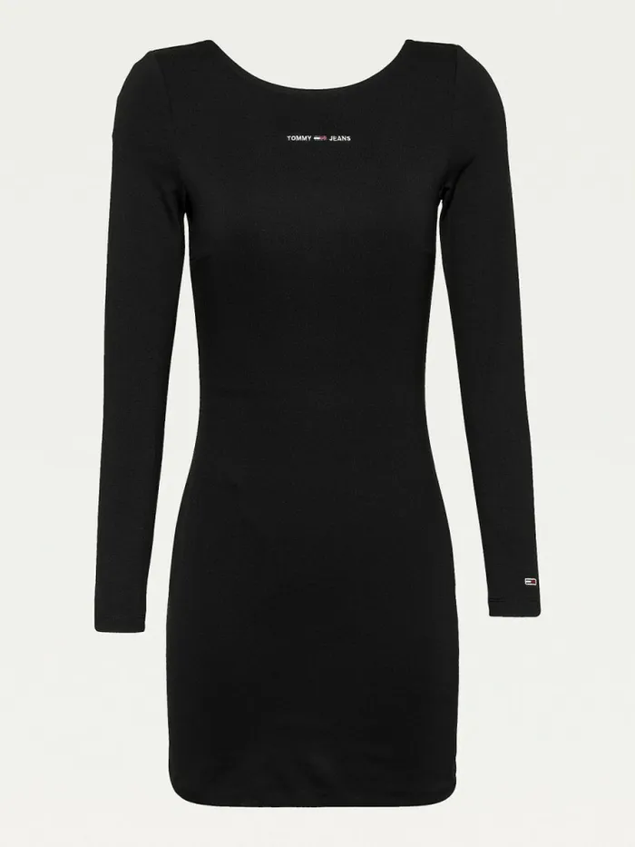 Tommy Hilfiger Recycled Bodycon Dress Black Womens Dresses and Jumpsuits Casaul