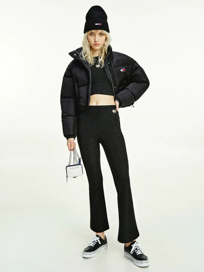 Tommy Hilfiger Recycled Convertible Cropped Vest Puffer Jacket Black Womens Coats and Jackets Gift 4 You