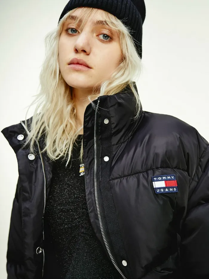 Tommy Hilfiger Recycled Convertible Cropped Vest Puffer Jacket Black Womens Coats and Jackets Gift 4 You