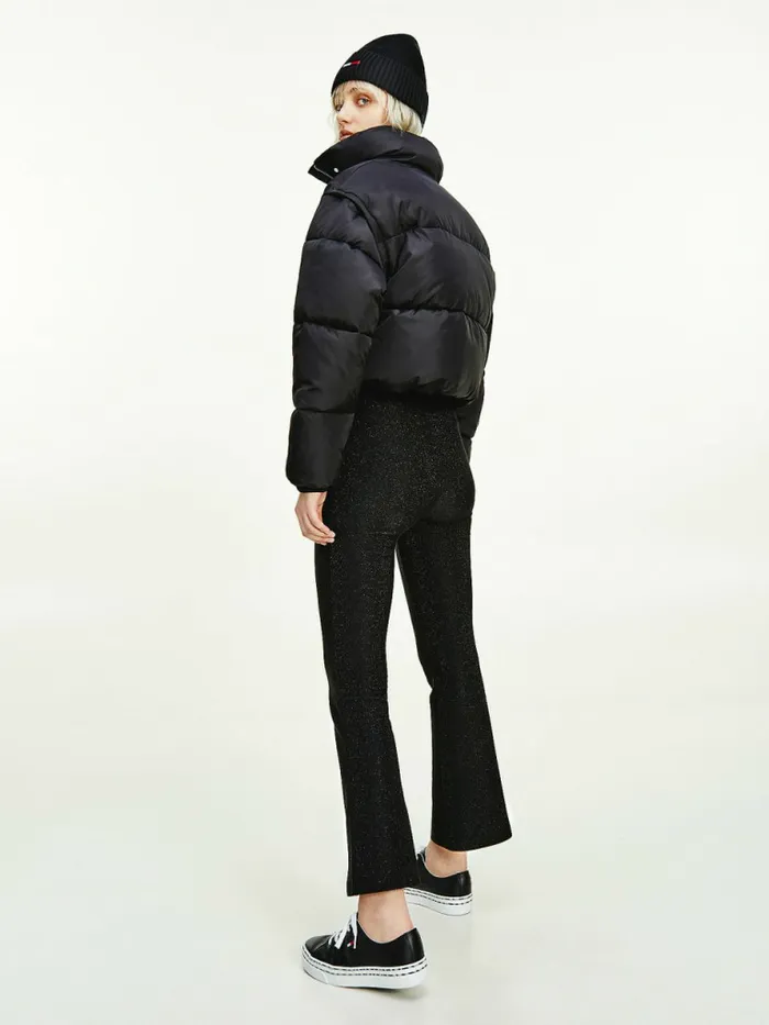 Tommy Hilfiger Recycled Convertible Cropped Vest Puffer Jacket Black Womens Coats and Jackets Gift 4 You