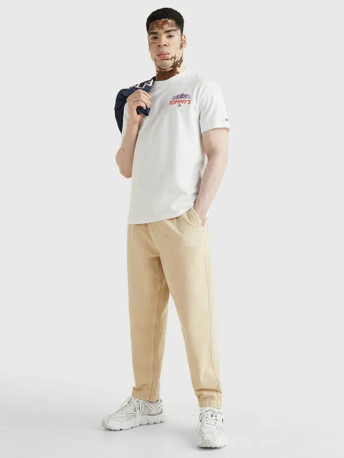 Tommy Hilfiger Recycled Cotton Logo TShirt White Mens TShirts Casaul