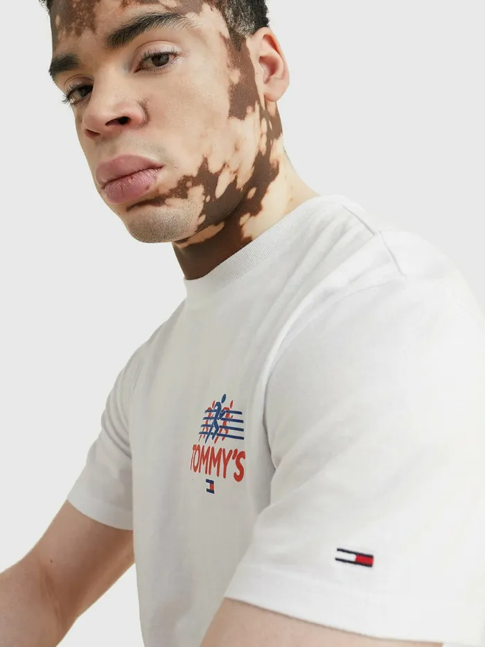 Tommy Hilfiger Recycled Cotton Logo TShirt White Mens TShirts Casaul