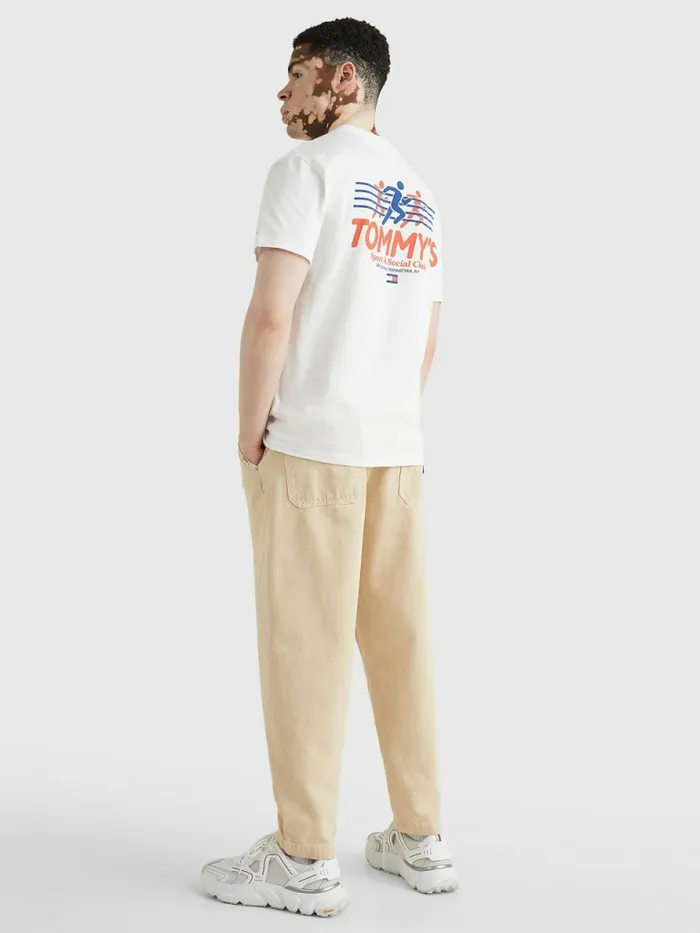 Tommy Hilfiger Recycled Cotton Logo TShirt White Mens TShirts Casaul