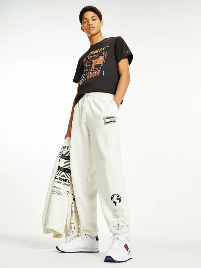 Tommy Hilfiger Recycled Cotton Relaxed Fit Joggers Ivory Mens Trousers