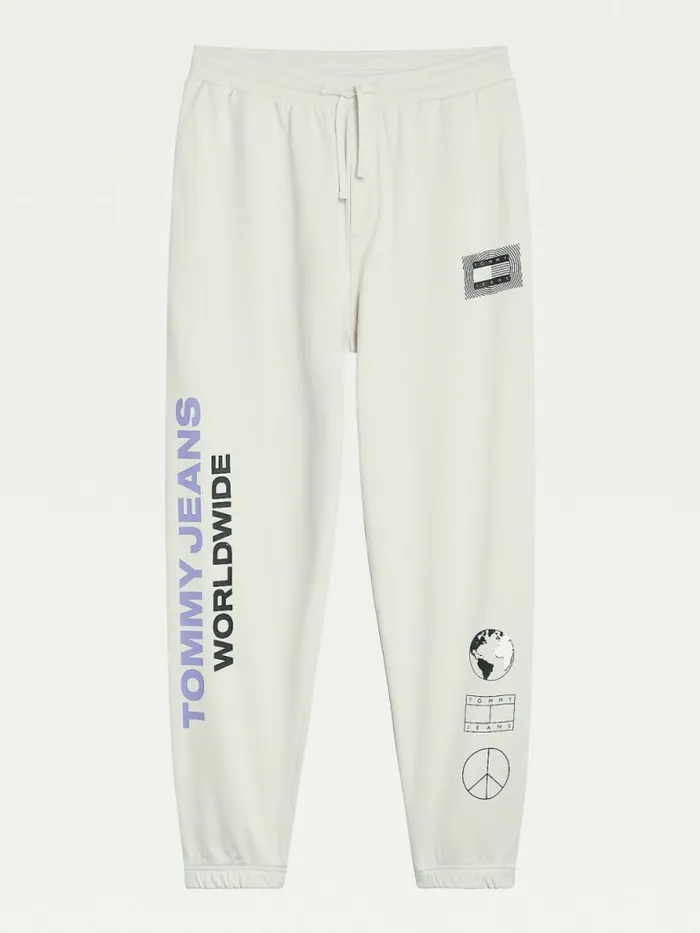 Tommy Hilfiger Recycled Cotton Relaxed Fit Joggers Ivory Mens Trousers