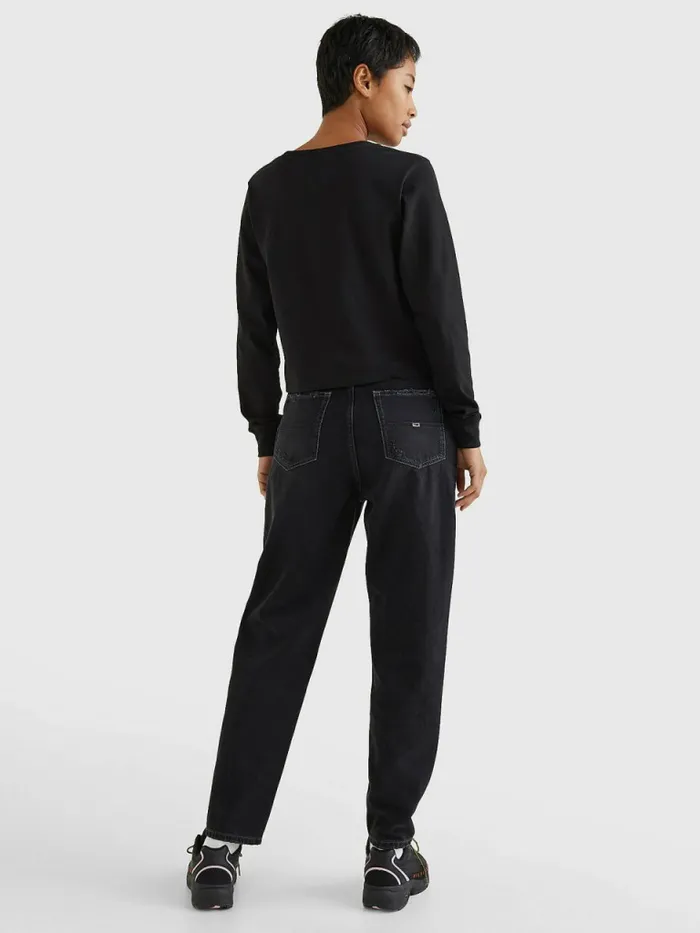 Tommy Hilfiger Recycled Long Sleeve Badge TShirt Black Womens TShirts Casaul