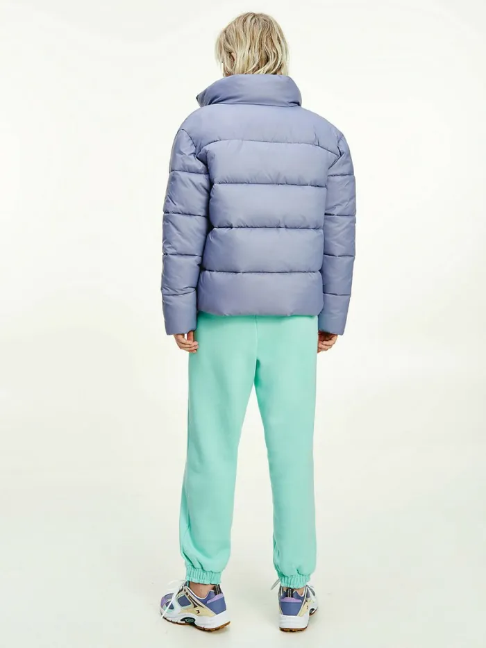 Tommy Hilfiger Recycled Nylon Puffer Jacket Lavender Grey Womens Coats and Jackets Near Me