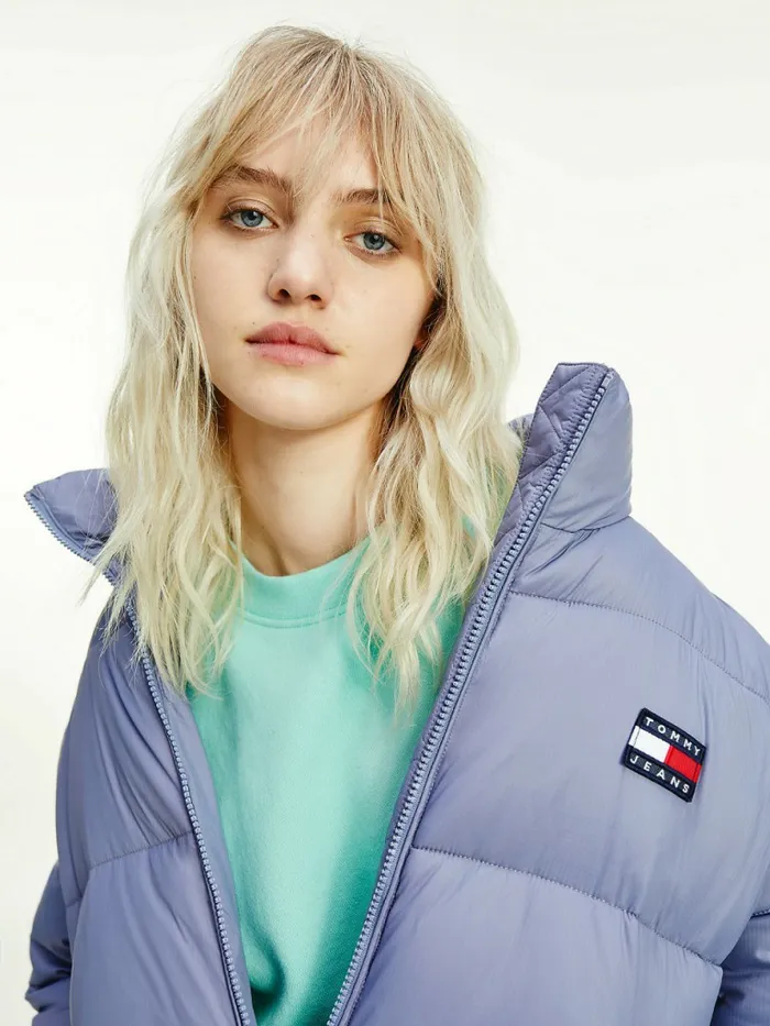 Tommy Hilfiger Recycled Nylon Puffer Jacket Lavender Grey Womens Coats and Jackets Near Me