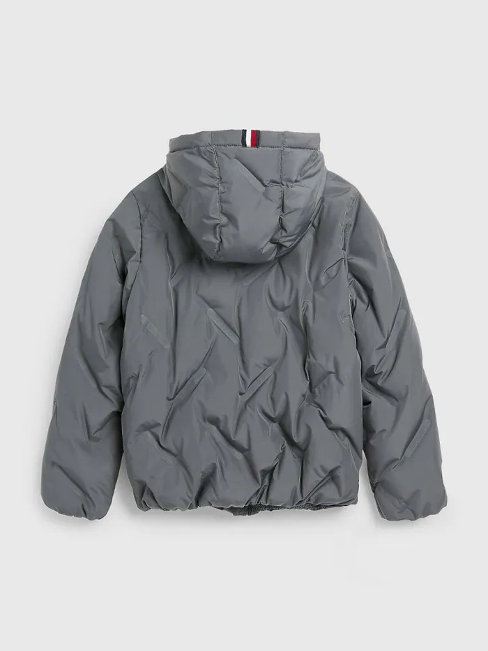 Tommy Hilfiger Recycled Polyester Quilted Hooded Jacket Downtown Grey Boys Coats and Jackets Gift Ideas