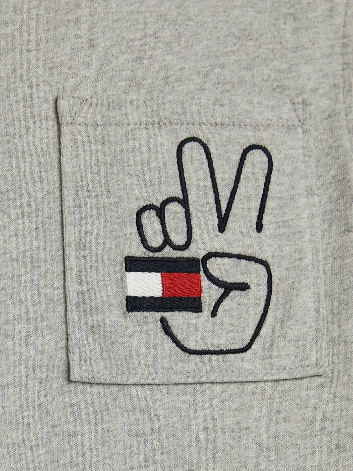 Tommy Hilfiger Recycled Smiley TShirt Light Grey Heather Boys TShirts and Polos Online