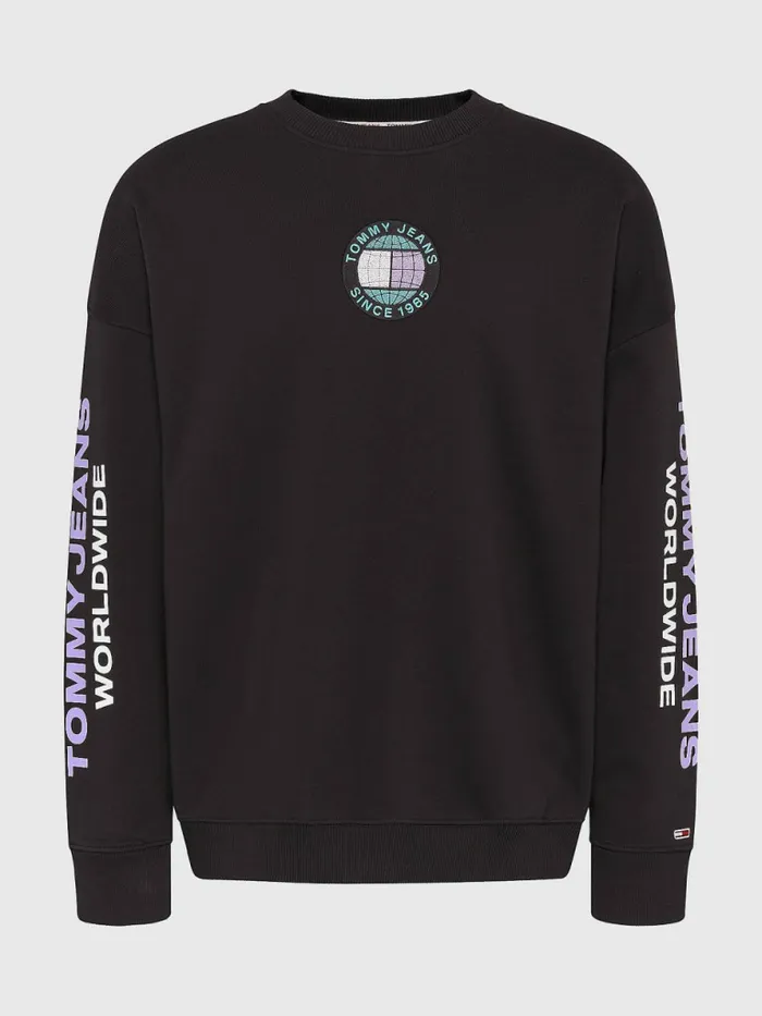 Tommy Hilfiger Recycled Unity Sweatshirt Black Mens Sweatshirts and Hoodies Cheap On Sale