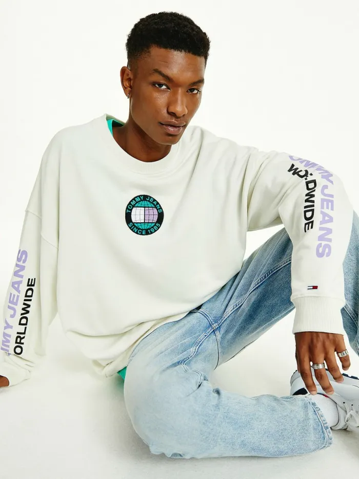 Tommy Hilfiger Recycled Unity Sweatshirt Ivory Mens Sweatshirts and Hoodies Near Me