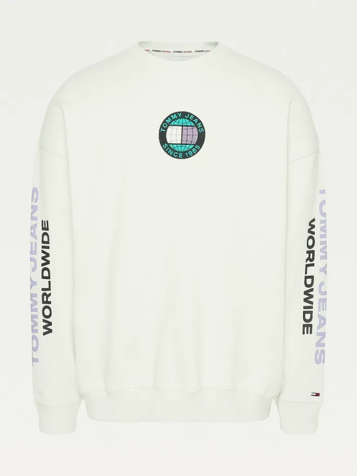 Tommy Hilfiger Recycled Unity Sweatshirt Ivory Mens Sweatshirts and Hoodies Near Me