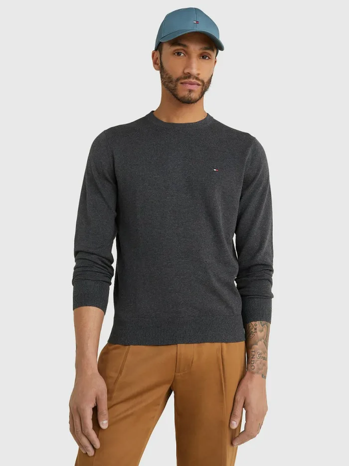 Tommy Hilfiger Regular Fit Crew Neck Jumper Charcoal Htr Mens Knitwear For Sale Tommy Hilfiger Regular Fit Crew Neck Jumper Charcoal Htr Mens Knitwear For Sale