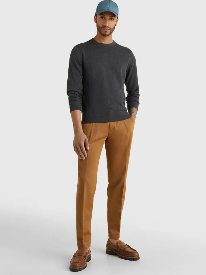 Tommy Hilfiger Regular Fit Crew Neck Jumper Charcoal Htr Mens Knitwear For Sale