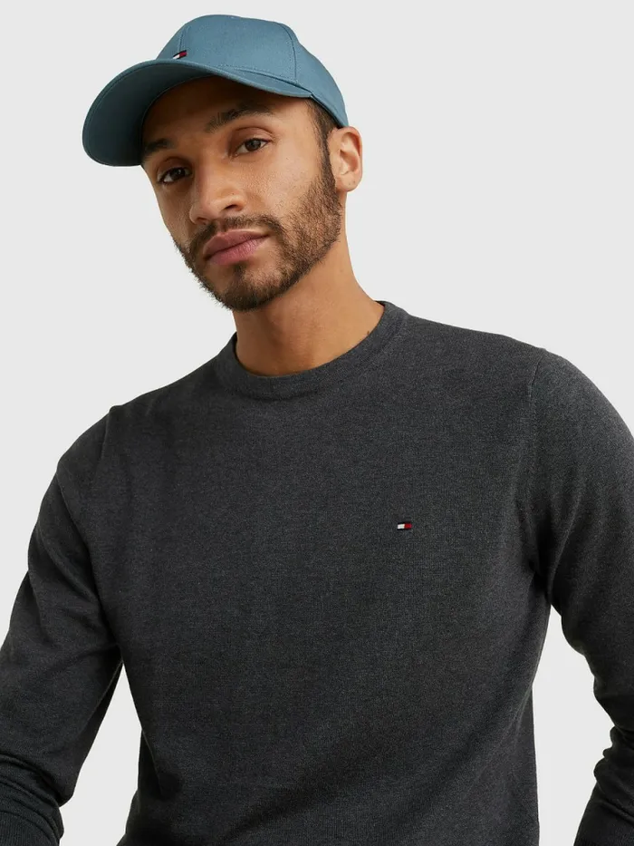 Tommy Hilfiger Regular Fit Crew Neck Jumper Charcoal Htr Mens Knitwear For Sale