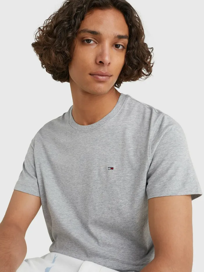 Tommy Hilfiger Regular Fit Crew TShirt Lt Grey Htr Mens Essentials