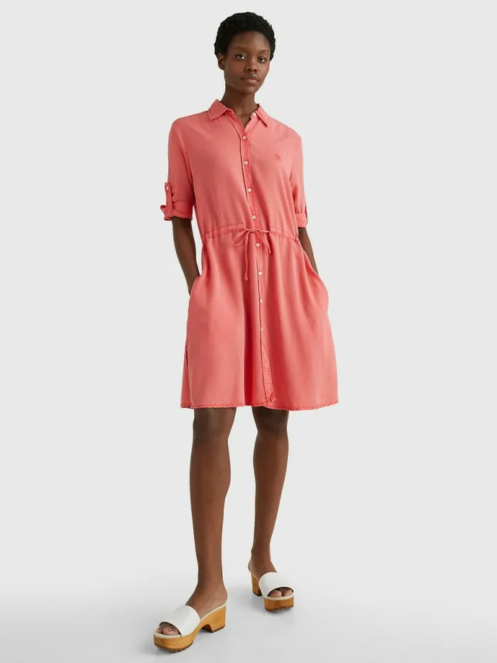 Tommy Hilfiger Relaxed Fit Knee Length Shirt Dress Crystal Coral Womens Dresses and Jumpsuits Online