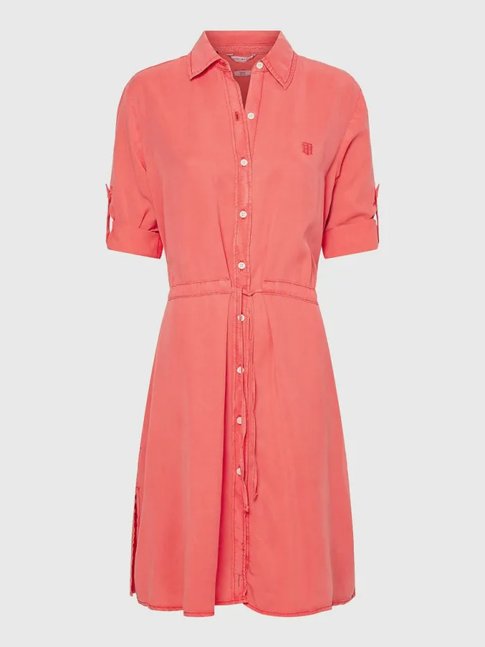 Tommy Hilfiger Relaxed Fit Knee Length Shirt Dress Crystal Coral Womens Dresses and Jumpsuits Online