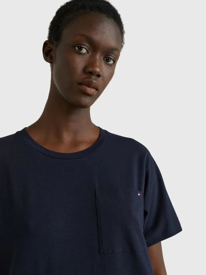Tommy Hilfiger Relaxed Fit Round Neck TShirt Desert Sky Womens TShirts On Sale