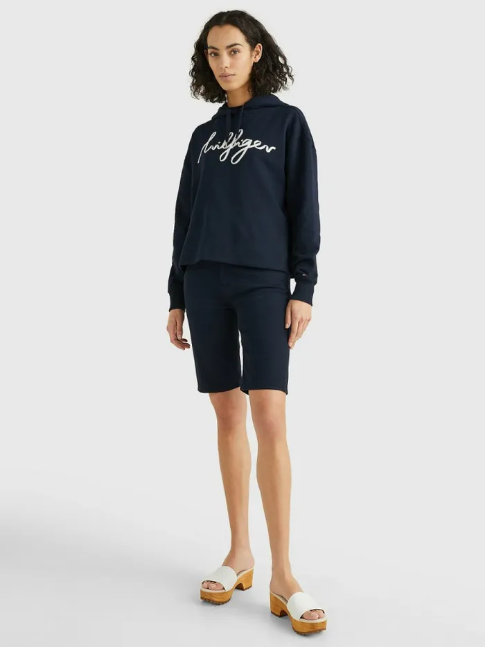 Tommy Hilfiger Relaxed Fit Script Logo Hoody Desert Sky Womens Sweatshirts and Hoodies Gift 4 You