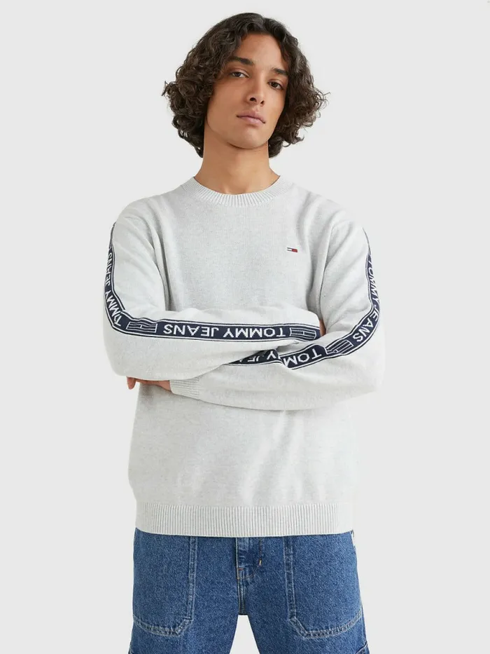 Tommy Hilfiger Relaxed Organic Cotton Jumper Silver Grey Htr Mens Knitwear Cheap On Sale Tommy Hilfiger Relaxed Organic Cotton Jumper Silver Grey Htr Mens Knitwear Cheap On Sale