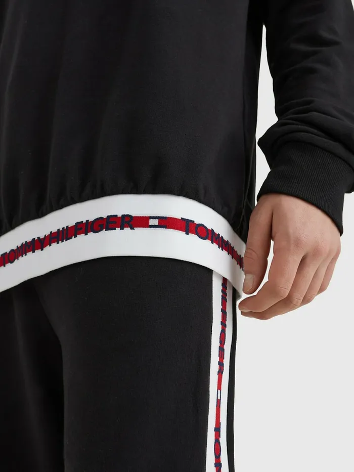 Tommy Hilfiger Repeat Logo Track Sweatshirt Black Mens Loungewear and Nightwear