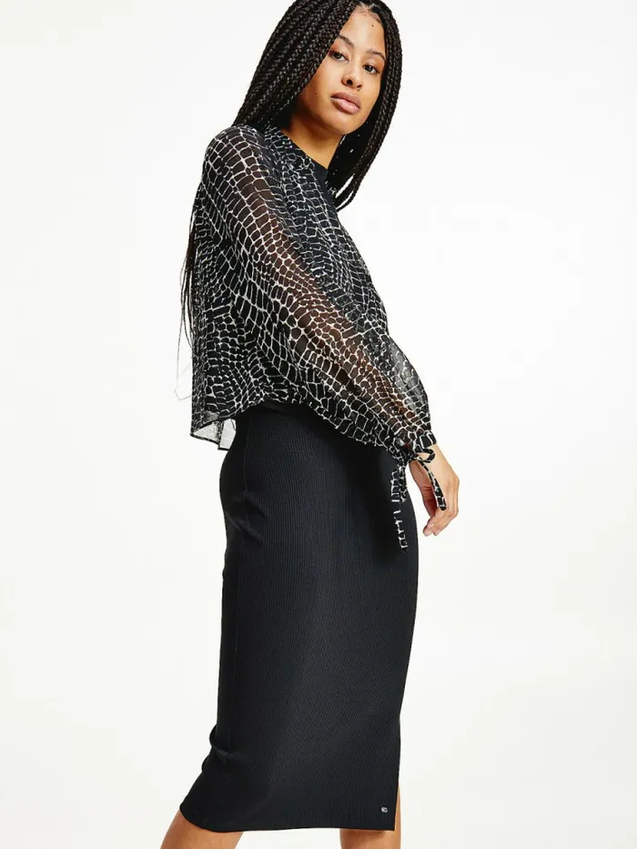 Tommy Hilfiger Reptile Print Recycled Blouse Reptile Print Womens Shirts and Blouses Gift 4 You