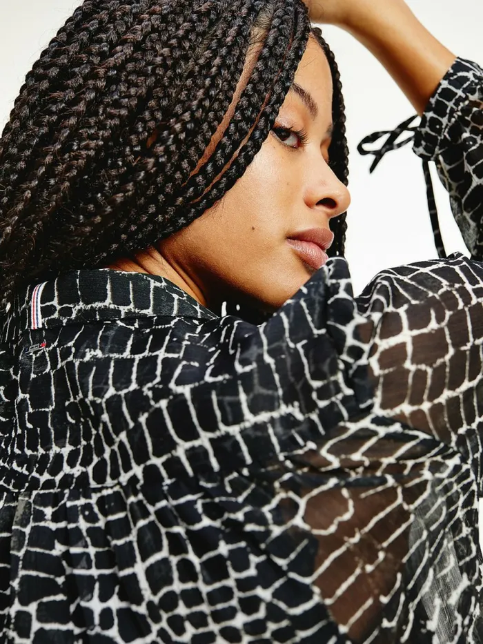 Tommy Hilfiger Reptile Print Recycled Blouse Reptile Print Womens Shirts and Blouses Gift 4 You