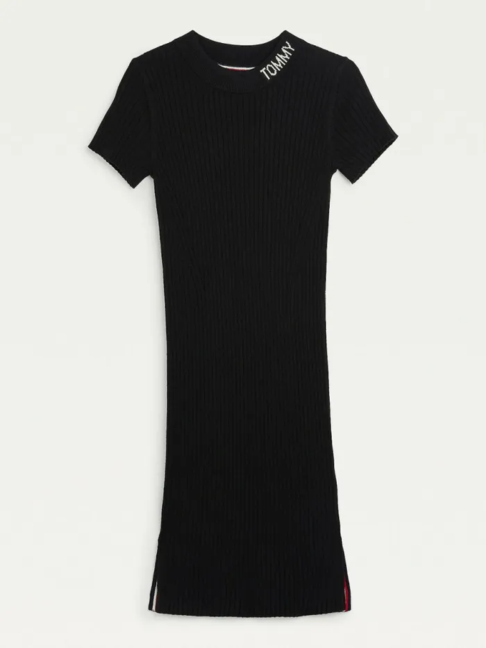 Tommy Hilfiger RibKnit Midi Jumper Dress Black Girls Dresses Popular