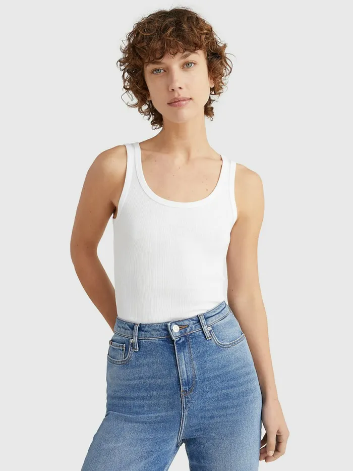 Tommy Hilfiger Rib Knit Slim Fit Tank Top Th Optic White Womens TShirts Near Me Tommy Hilfiger Rib Knit Slim Fit Tank Top Th Optic White Womens TShirts Near Me