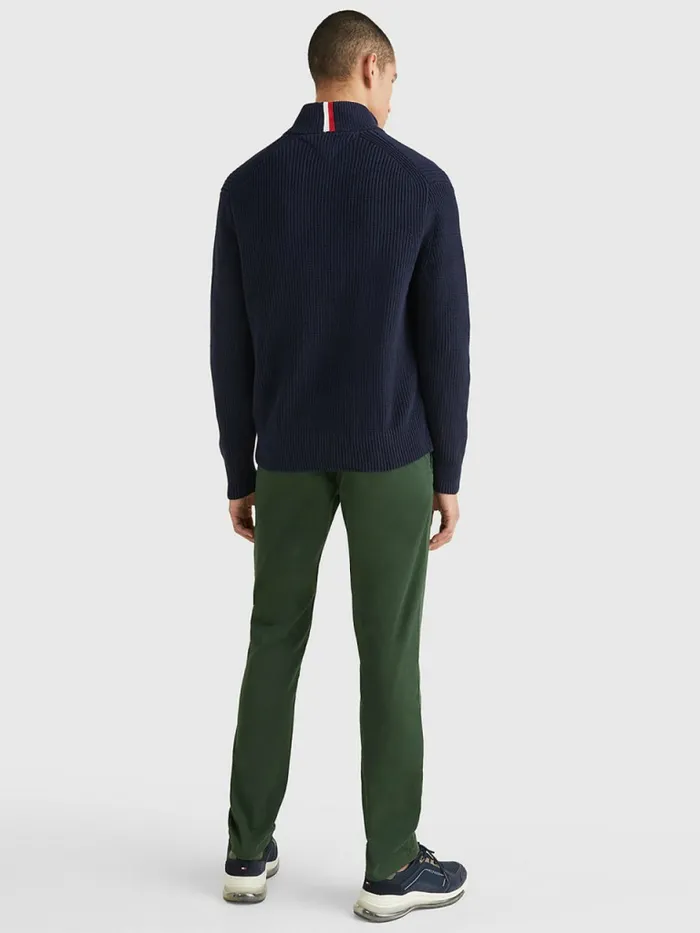 Tommy Hilfiger Ribbed HalfZip Relaxed Fit Jumper Desert Sky Mens Knitwear Fashion