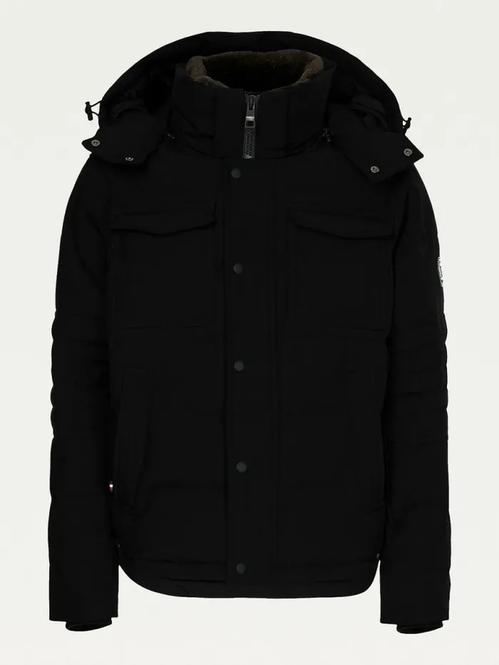 Tommy Hilfiger Rockie Filled Utility Bomber Black Mens Coats and Jackets Cheap On Sale