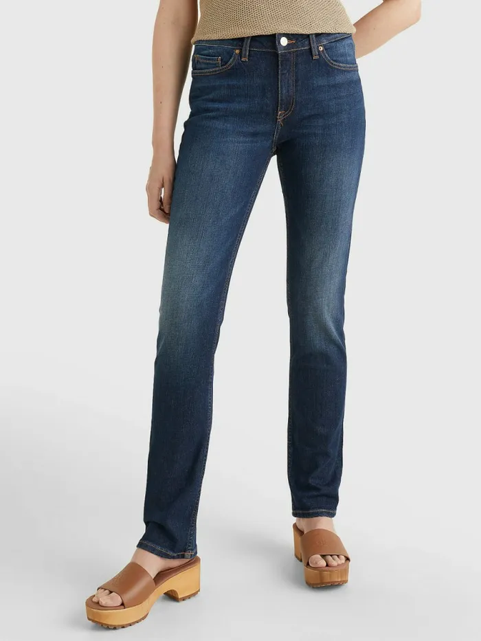 Tommy Hilfiger Rome Heritage Straight Fit Faded Jeans Absolute Blue Wash Womens Jeans Gift for Friend Tommy Hilfiger Rome Heritage Straight Fit Faded Jeans Absolute Blue Wash Womens Jeans Gift for Friend