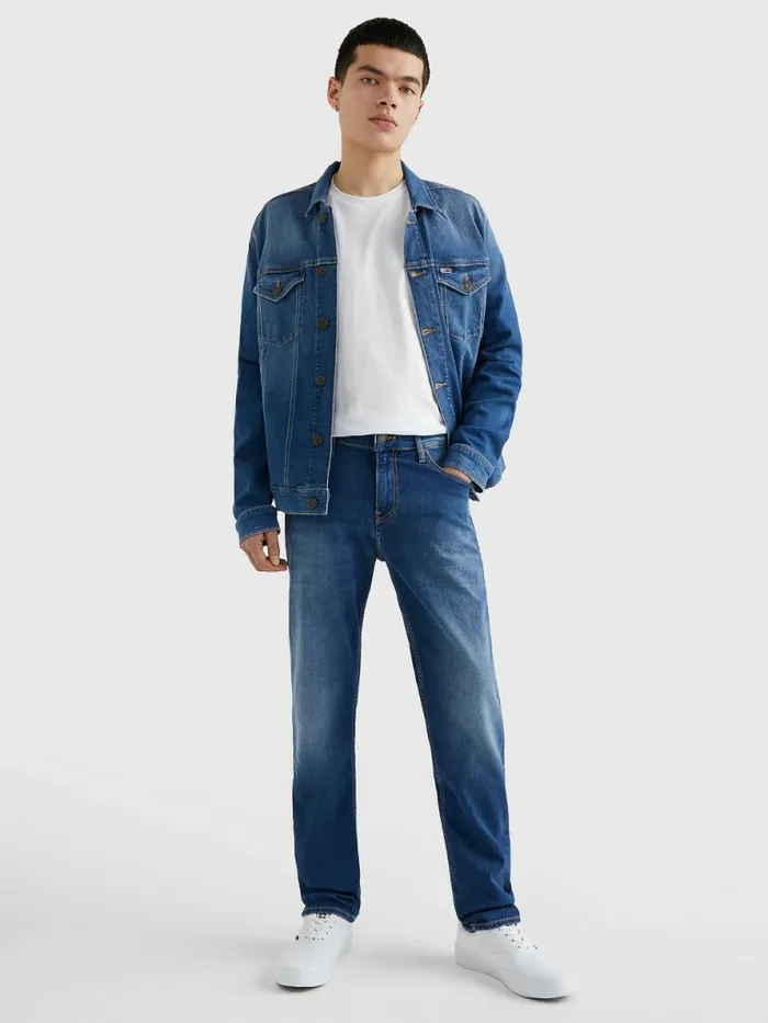 Tommy Hilfiger Ryan Straight Relaxed Fit Faded Jeans Wilson Mid Blue Stretch Mens Jeans Popular
