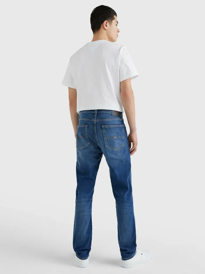 Tommy Hilfiger Ryan Straight Relaxed Fit Faded Jeans Wilson Mid Blue Stretch Mens Jeans Popular