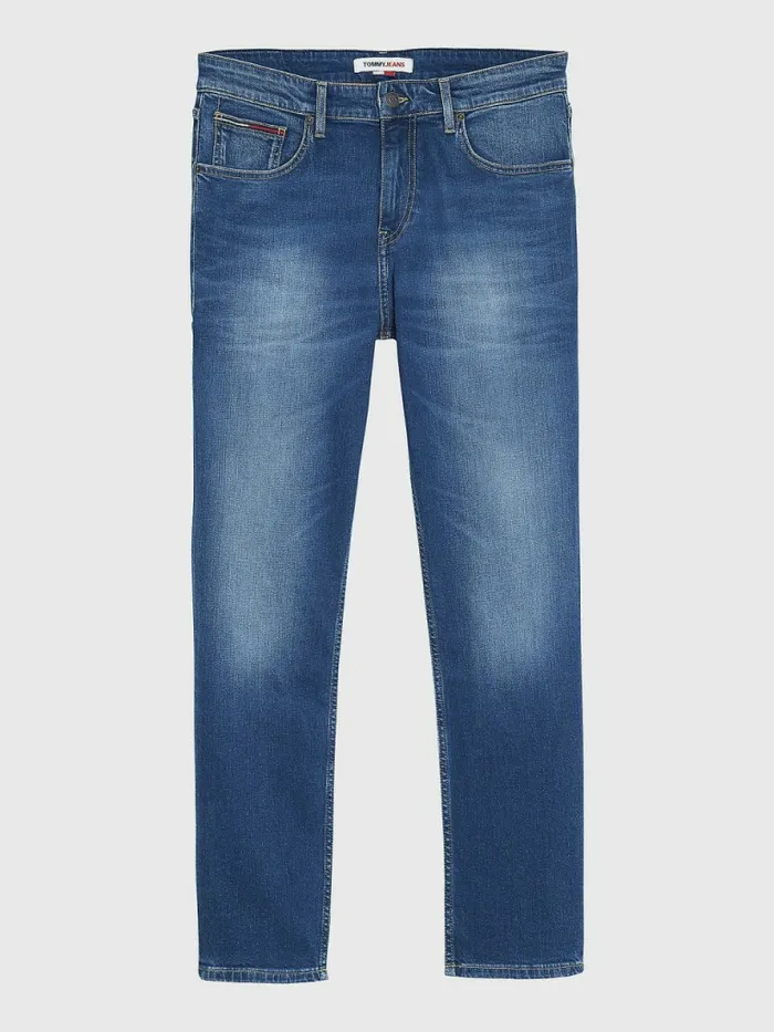 Tommy Hilfiger Ryan Straight Relaxed Fit Faded Jeans Wilson Mid Blue Stretch Mens Jeans Popular