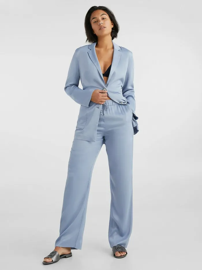 Tommy Hilfiger Satin Straight PullOn Trousers Moonstone Womens Trousers